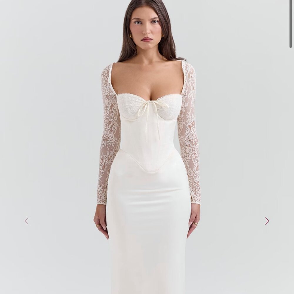 House of CB "Perdi" Corset Satin Maxi Dress